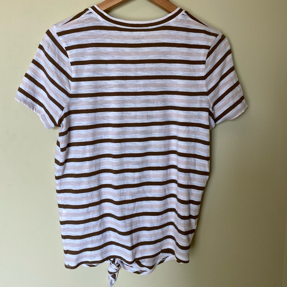 Madewell white/brown/pink striped tee size medium - Picture 2 of 3
